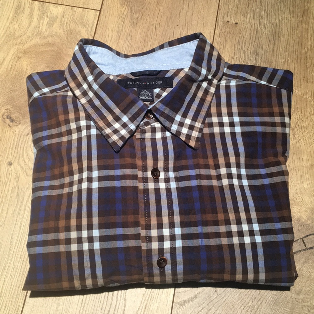 🛍Long Sleeve Mens Brown/Blue Dress Shirt